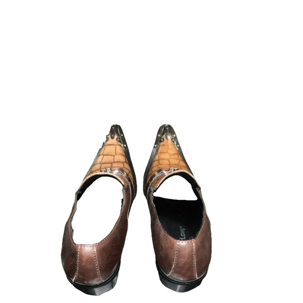18/CoogerLove Men's 10.5 Leather Croc Monk Strap Slip-On Dress Shoes Pointed Toe